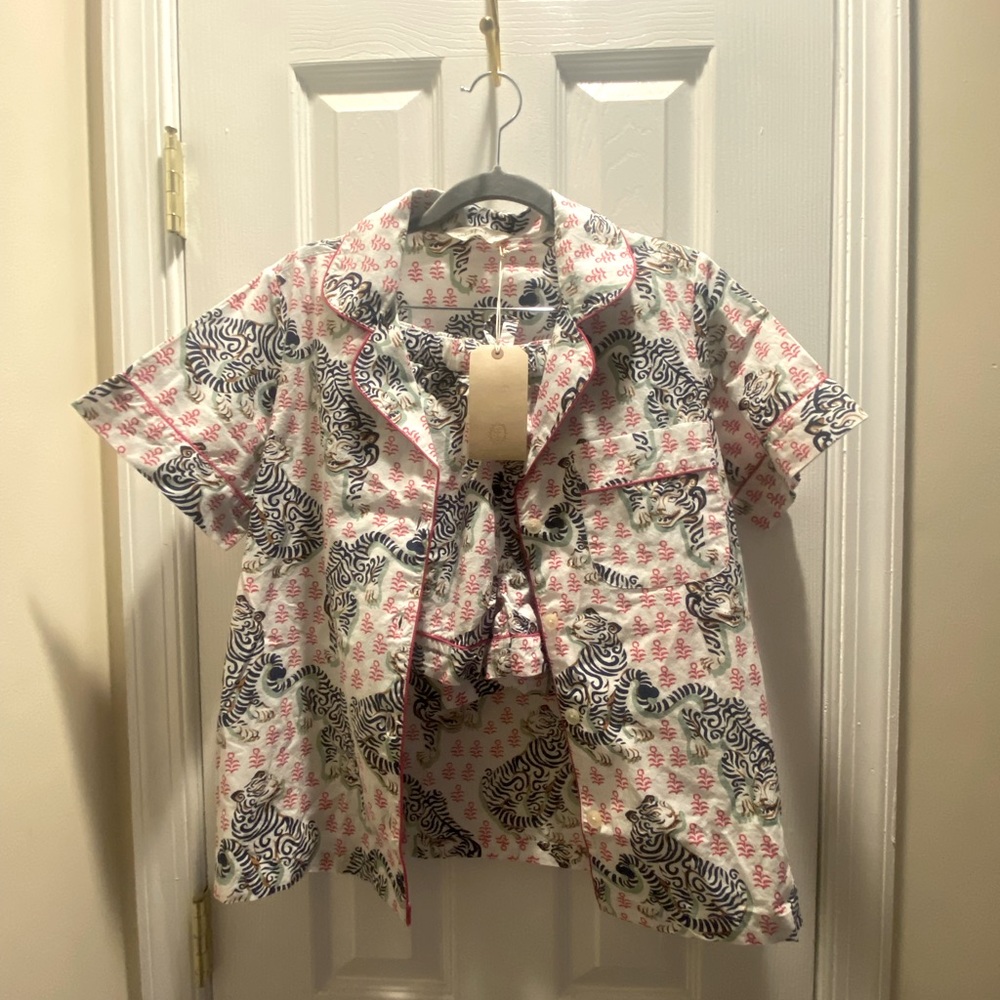 NWT XXS/P Anthropology Print Fresh Tiger Queen Pajama Short Set